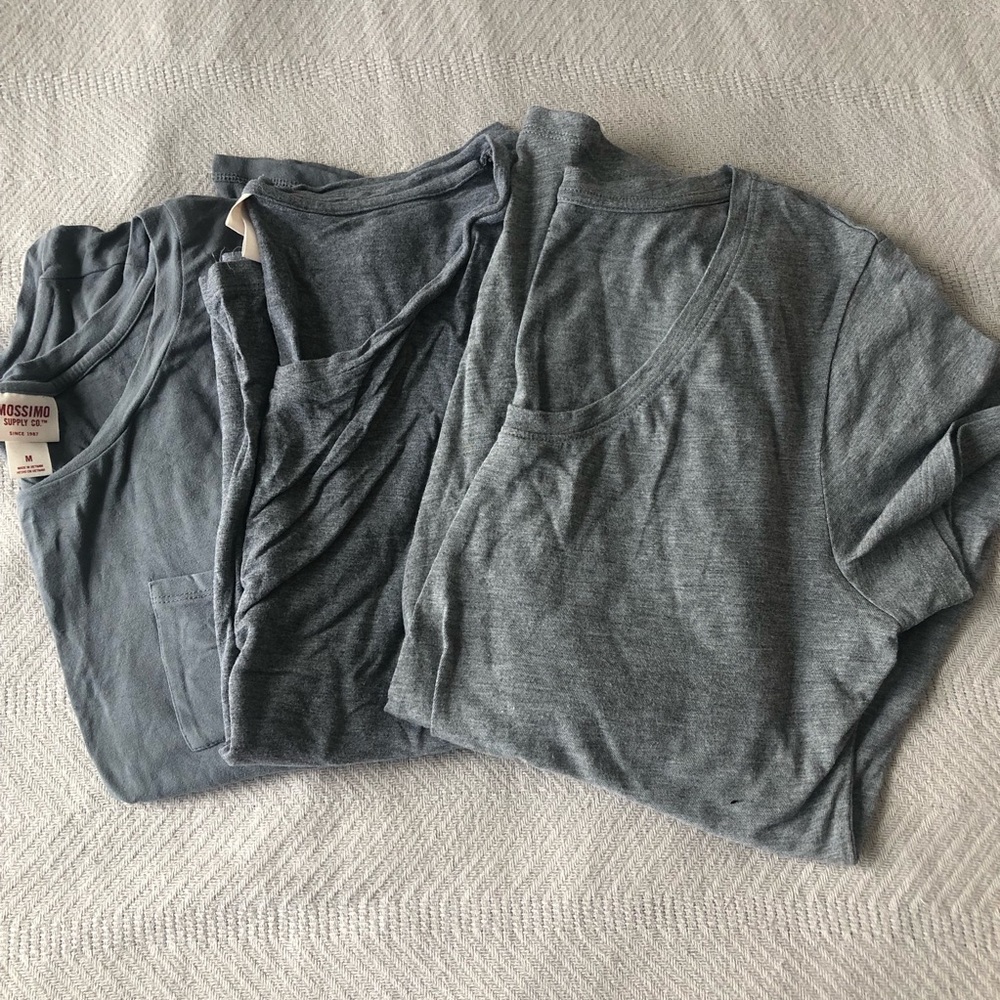 3 grey t-shirts
